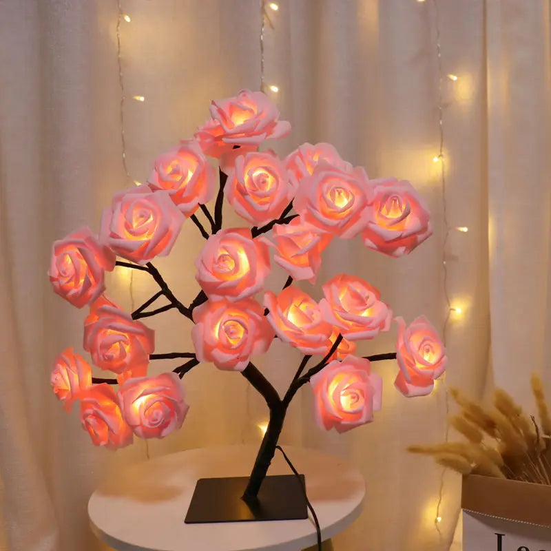 LED Rose Tree Lights USB Plug Fairy Flower Lamp