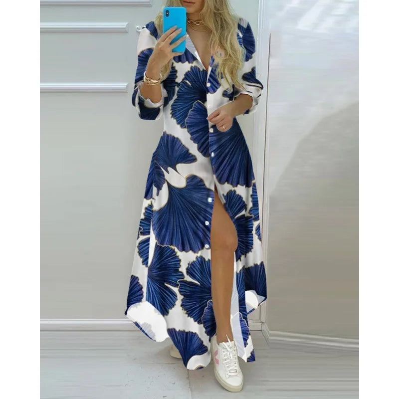 Boho Printed Long Shirts Summer Dress