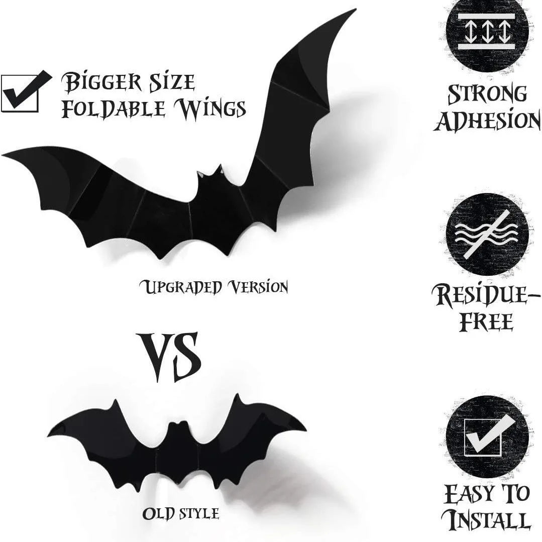 12 pcs Halloween Decoration 3d Bat Wall Stickers