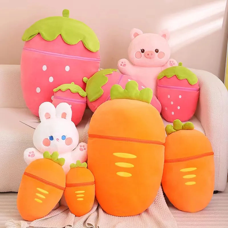 Funny Cartoon Rabbit Carrot/Strawberry Plush Toy