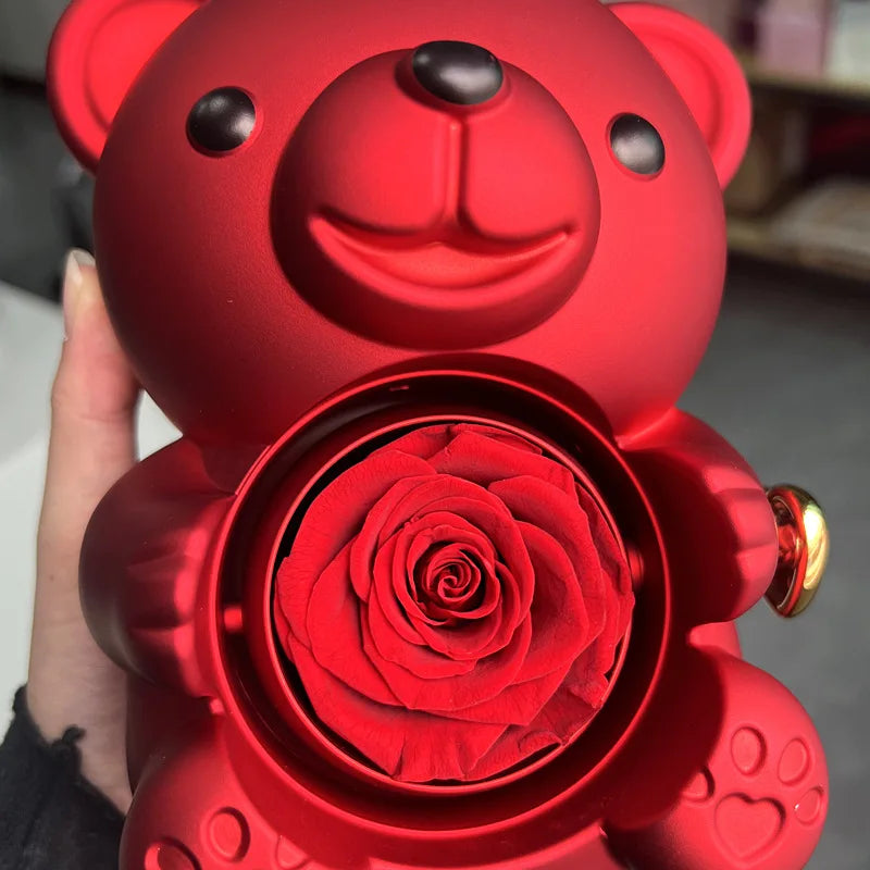 Eternal Rose Teddy Bear Gifts Box with Necklace