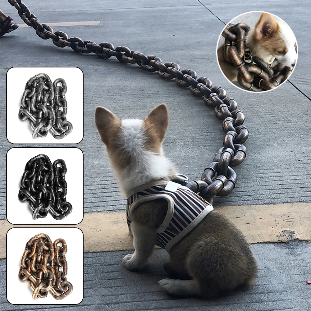 Funny Dog Leash Simulation Life-Like Iron Chain