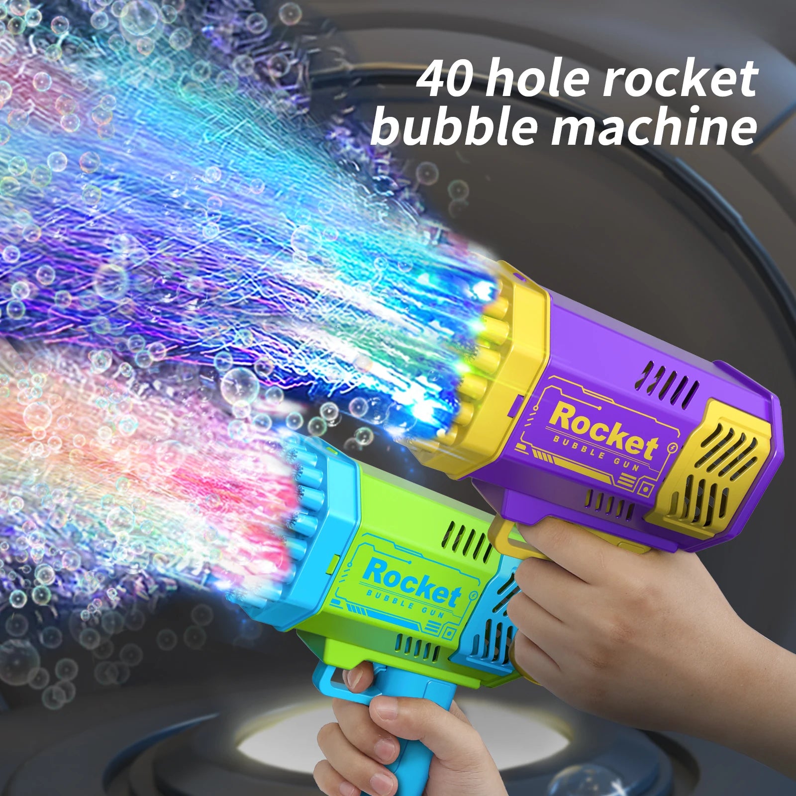 Children's 40 Holes Handheld Electric Automatic Bubble Gun LED Light For Boys And Girls