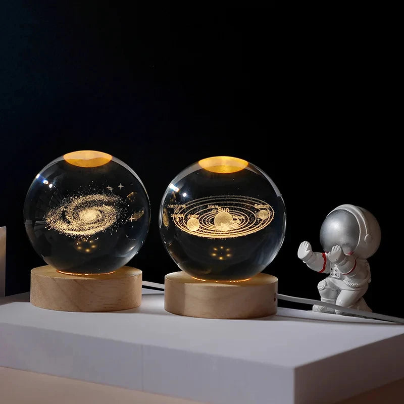 3D Moon Crystal Ball Galaxy Night Light