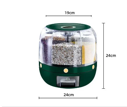 360 Degree Rotating Rice Dispenser Food Container Storage Box