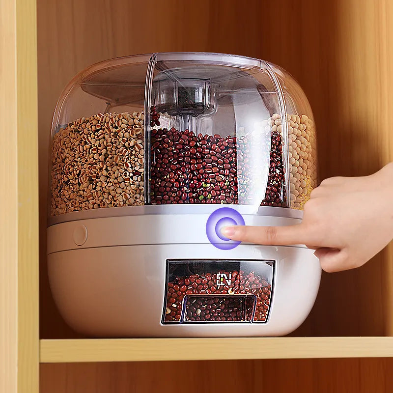 360 Degree Rotating Rice Dispenser Food Container Storage Box