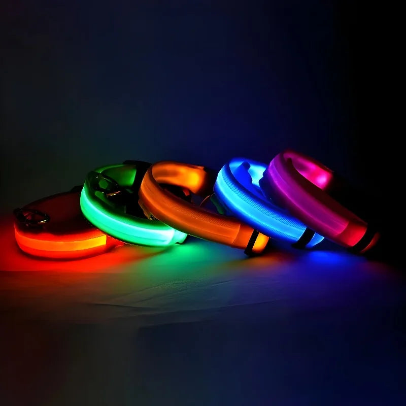 Dog Collar Nylon LED Night Safety Flashing Glow Pet Collar