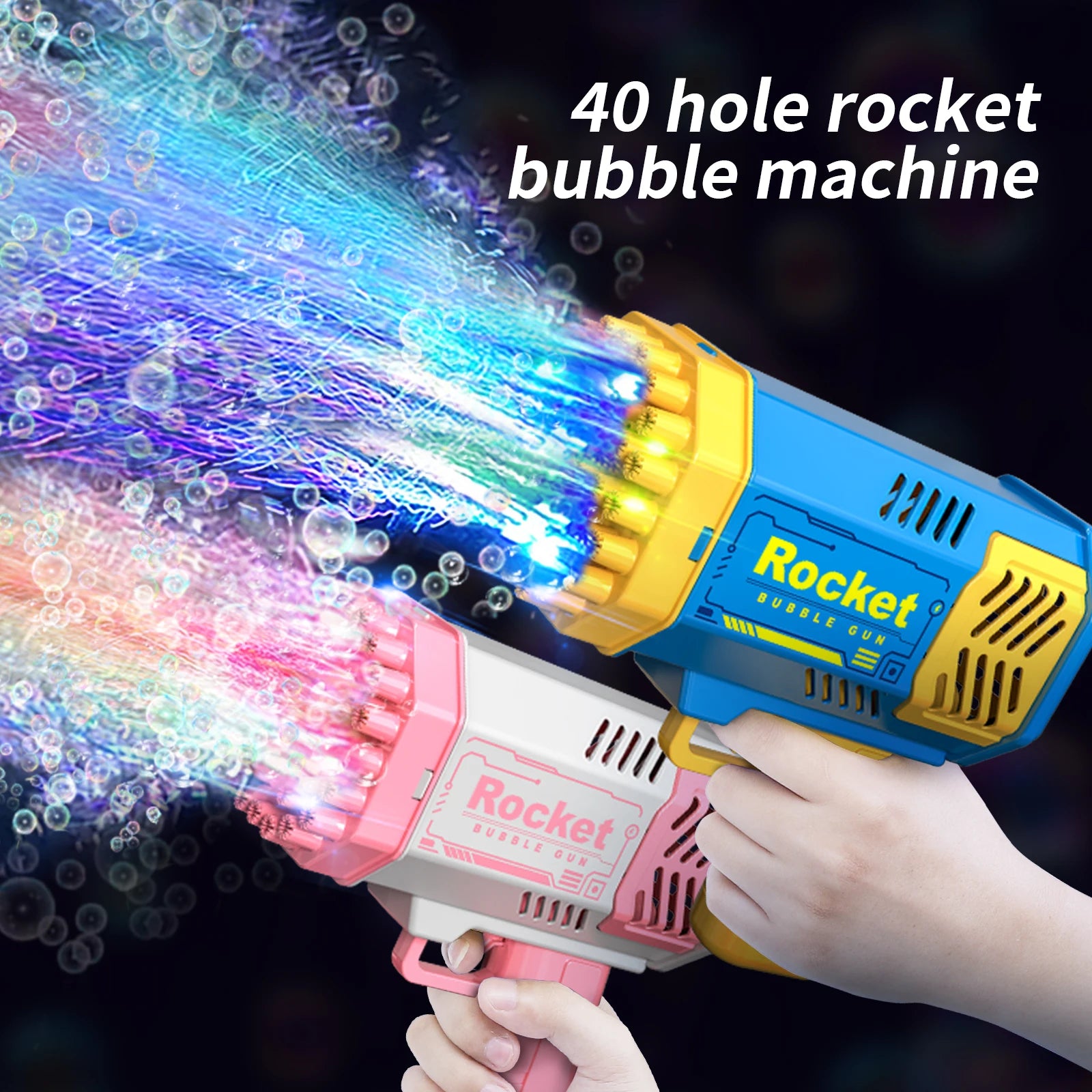 Children's 40 Holes Handheld Electric Automatic Bubble Gun LED Light For Boys And Girls