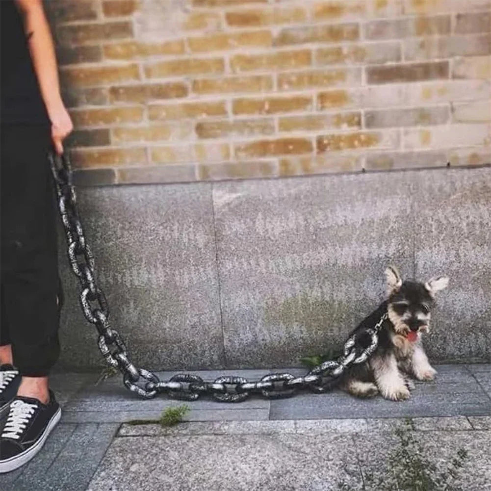 Funny Dog Leash Simulation Life-Like Iron Chain