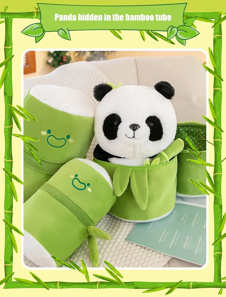 Cute Bamboo Tube Panda Plush Kawaii Pillow