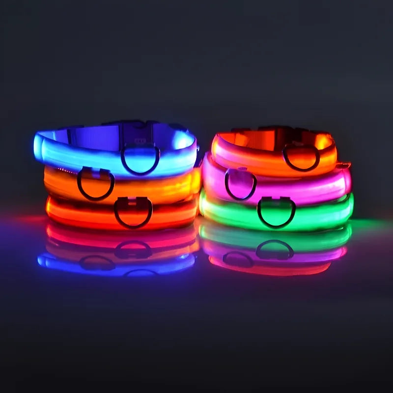 Dog Collar Nylon LED Night Safety Flashing Glow Pet Collar