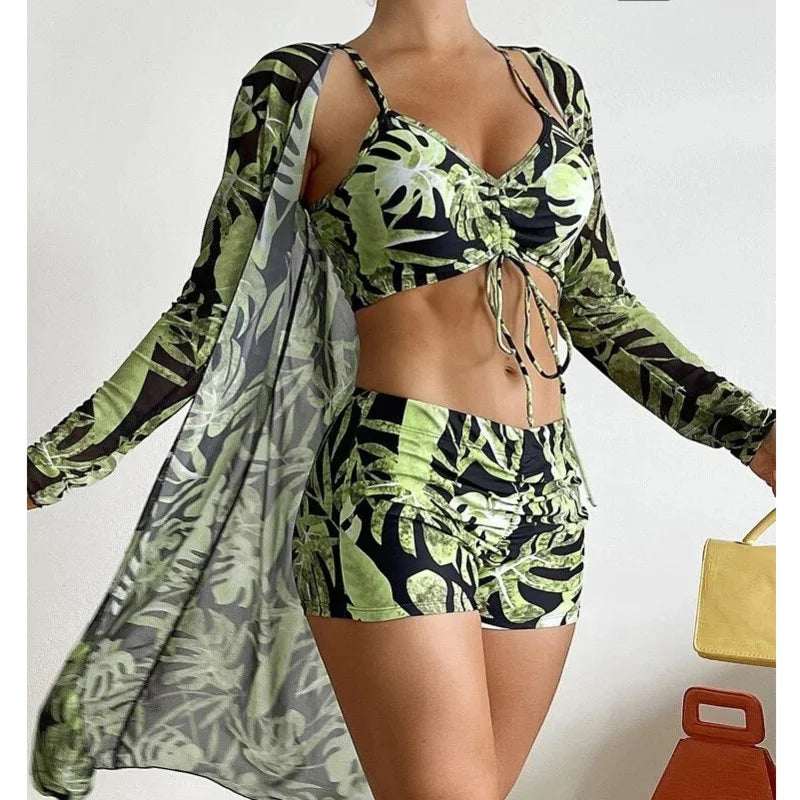 Summer Print Tankini Sets Push Up Swimwear