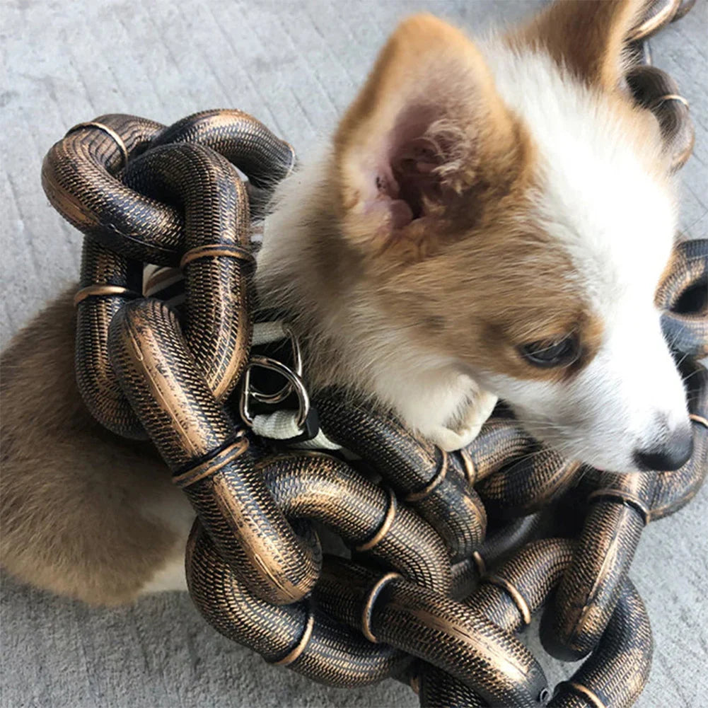 Funny Dog Leash Simulation Life-Like Iron Chain