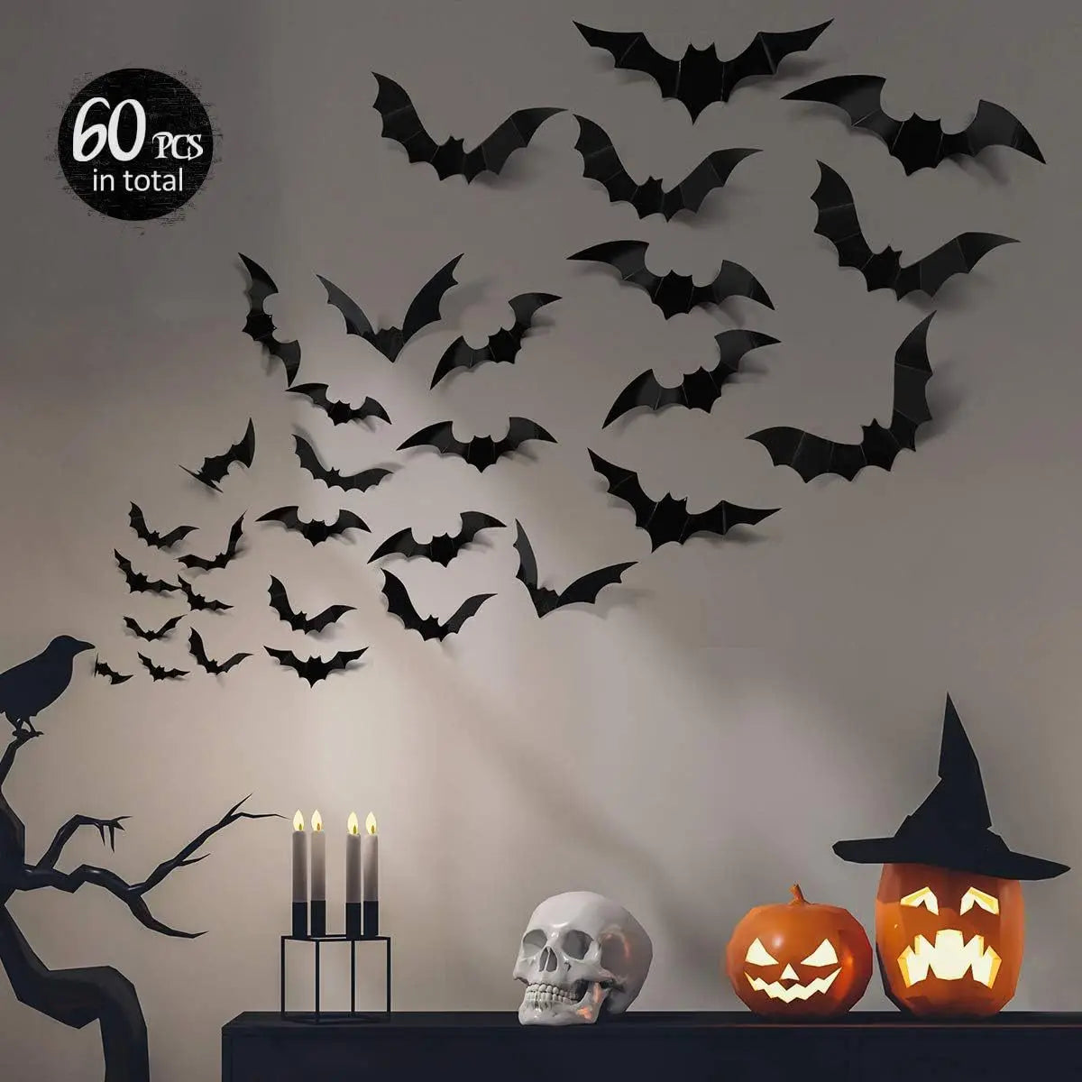 12 pcs Halloween Decoration 3d Bat Wall Stickers