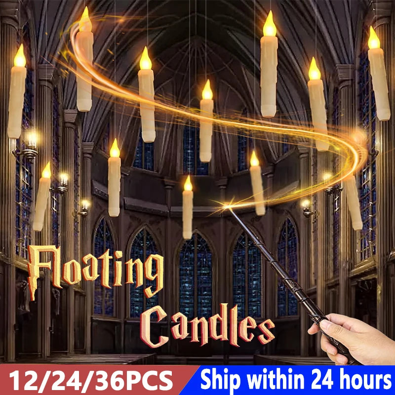 12-36PCS LED Flameless Floating Candle With Remote Control Battery Operated For Halloween