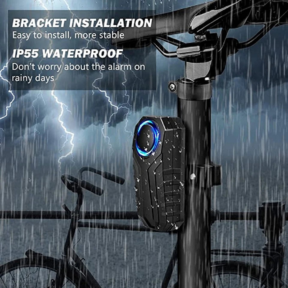 ELECTOP Bicycle Alarm 113dB Anti-Theft Wireless Vibration Remote Control Outdoor Security Protection