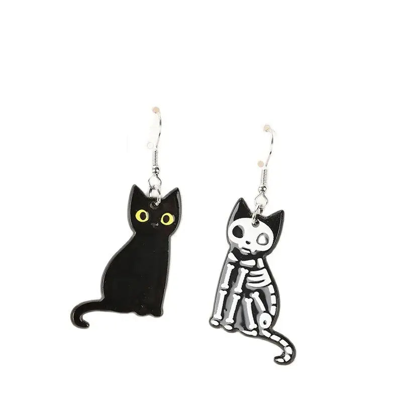 1 Pair Fashion Halloween Black Cat Dangle Earrings For Women