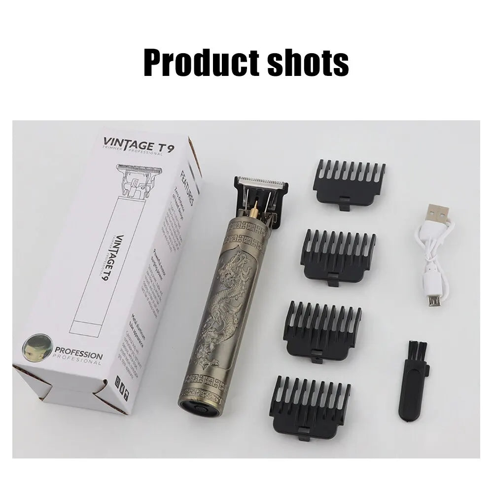 Vintage T9 Electric Hair Clipper Professional Men Shaver Rechargeable Trimmer for Men