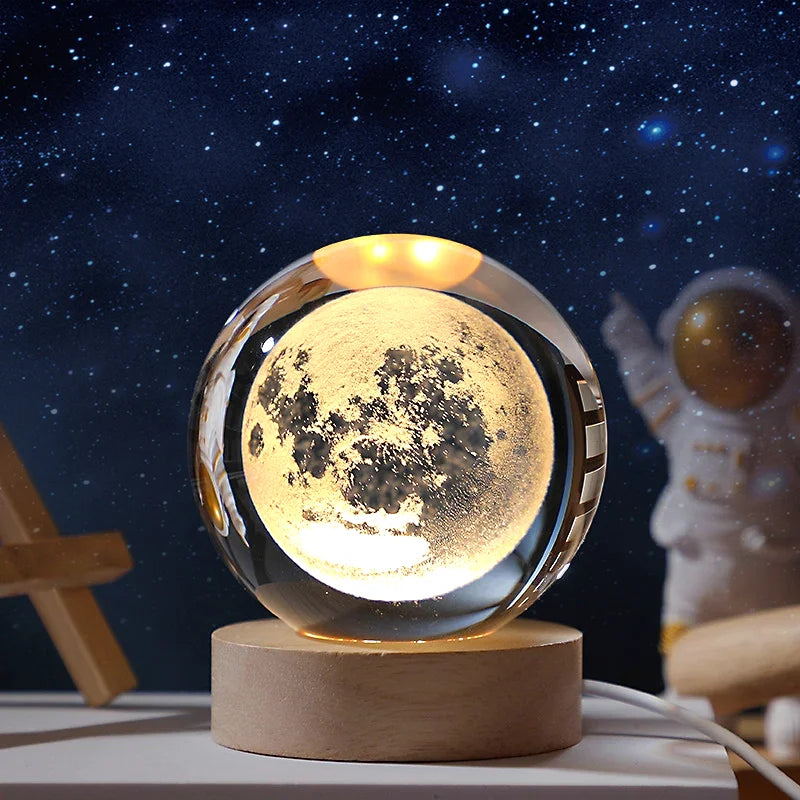 3D Moon Crystal Ball Galaxy Night Light