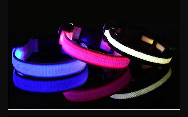 Dog Collar Nylon LED Night Safety Flashing Glow Pet Collar