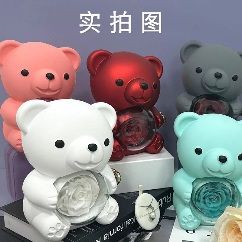 Eternal Rose Teddy Bear Gifts Box with Necklace