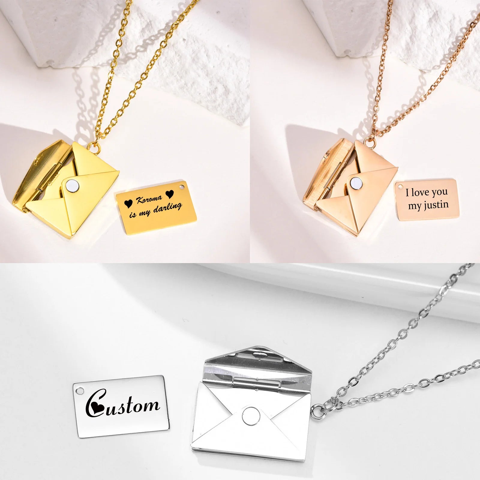 Stainless Steel Love Letter Engrave Personalized Necklace