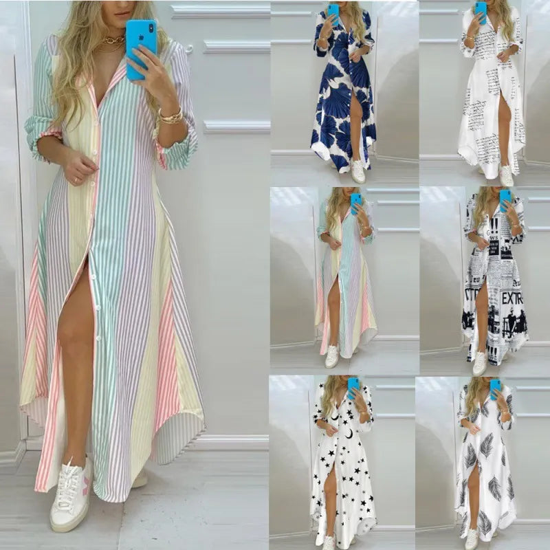 Boho Printed Long Shirts Summer Dress