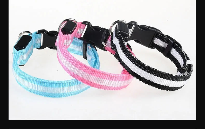 Dog Collar Nylon LED Night Safety Flashing Glow Pet Collar