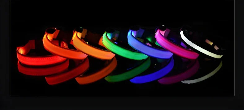 Dog Collar Nylon LED Night Safety Flashing Glow Pet Collar