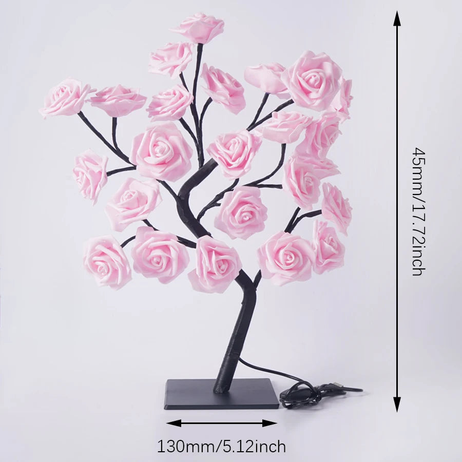 LED Rose Tree Lights USB Plug Fairy Flower Lamp