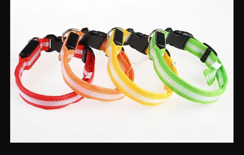 Dog Collar Nylon LED Night Safety Flashing Glow Pet Collar