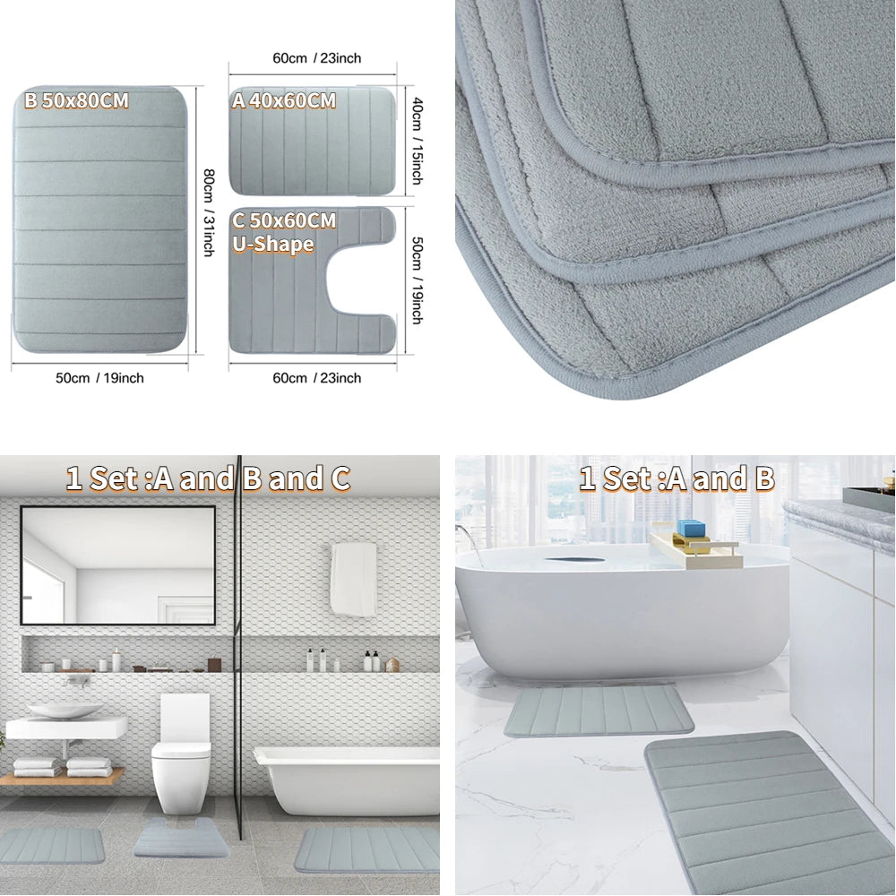 Super Absorbent Bath Mat Memory Foam